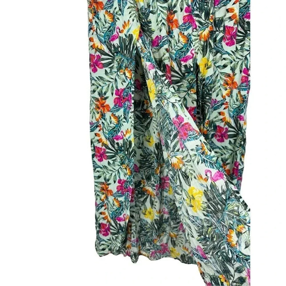 Swim by Cacique Tropical Flamingo Midi Skirt 18/20 Multicolor Floral Side Slits - Picture 2 of 9